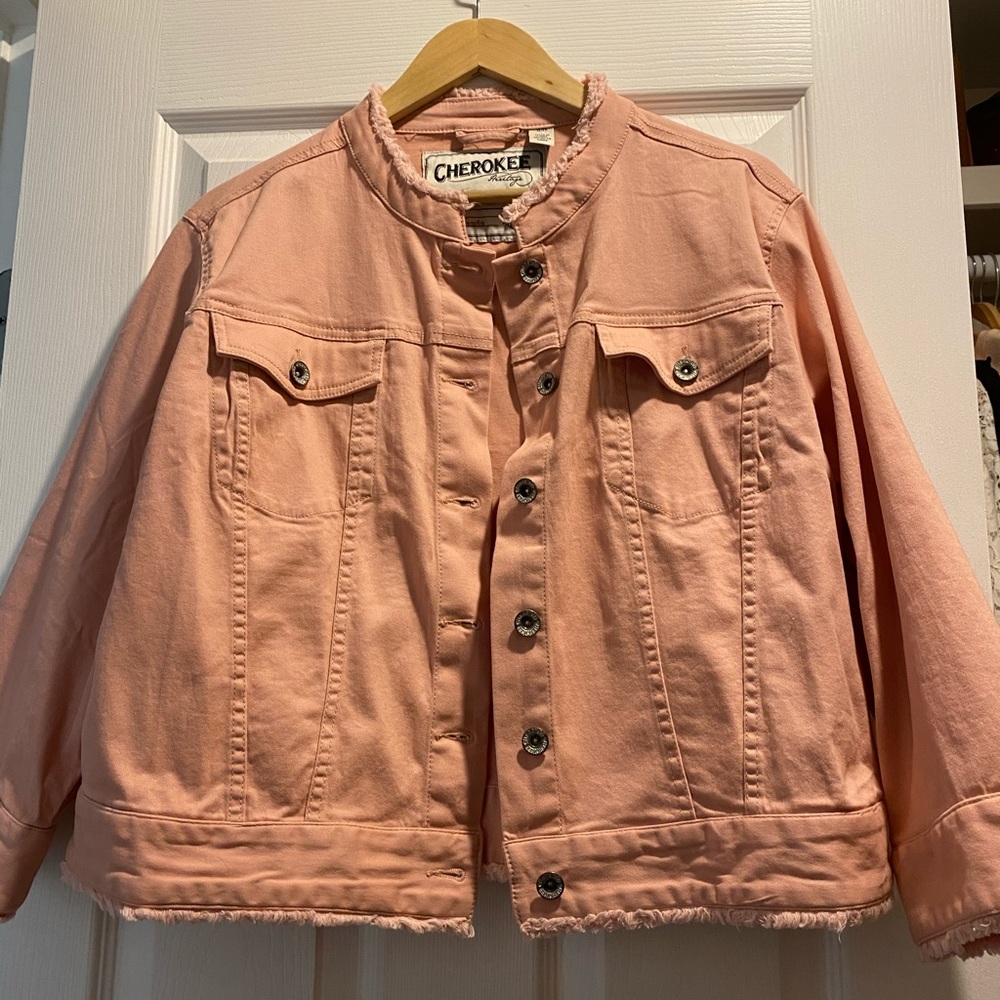 Pink denim jacket